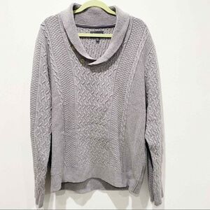 WALLIN & BROS men's lambswool gray sweater XL Cableknit Chunky Grandpacore